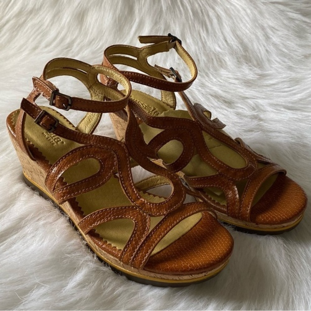 Bussola‎ Marseille Cage Sandal’s Women’s Size 40 Wedge Snake Toffee